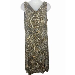 Jones Wear Leopard Dress Old Money Office Siren Mob Wife‎ Midi Ruched 14 Cowl
